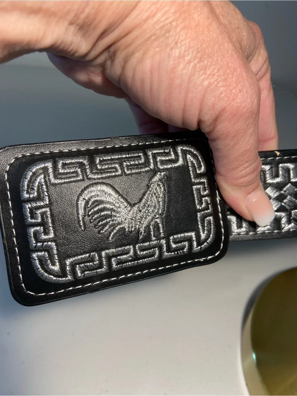YAC Leather & Silk Black Piteado Rooster Belt